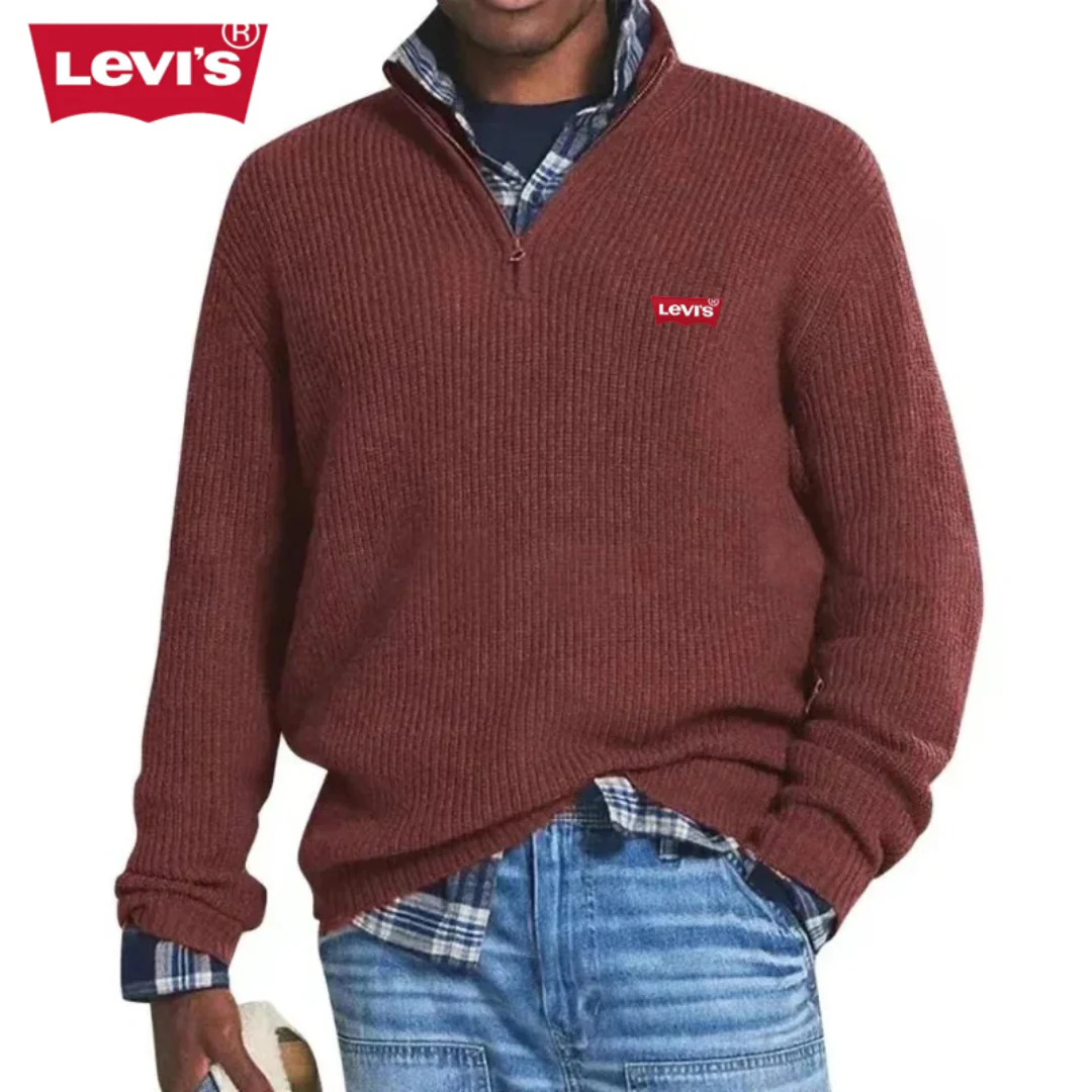 Men’s Ribbed Knit Zip-Up Sweater